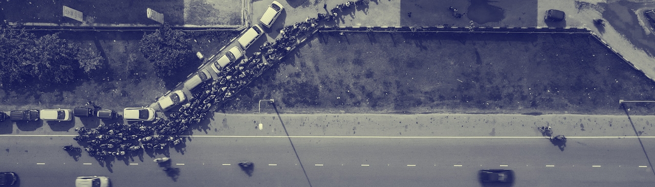 people waiting in line for gas