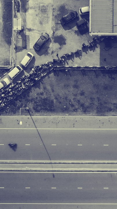 people waiting in line for gas