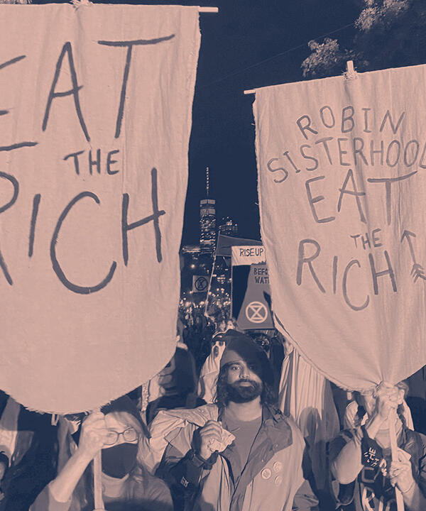 eat the rich protest