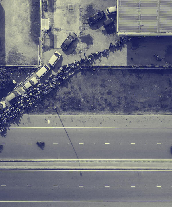 people waiting in line for gas